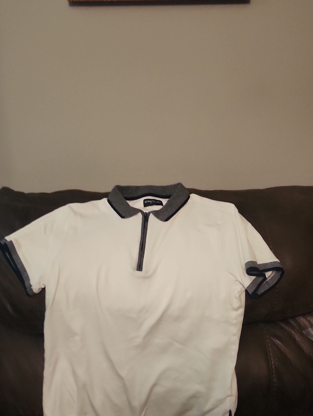 Kenneth Cole White Polo with Dark Gray Trim